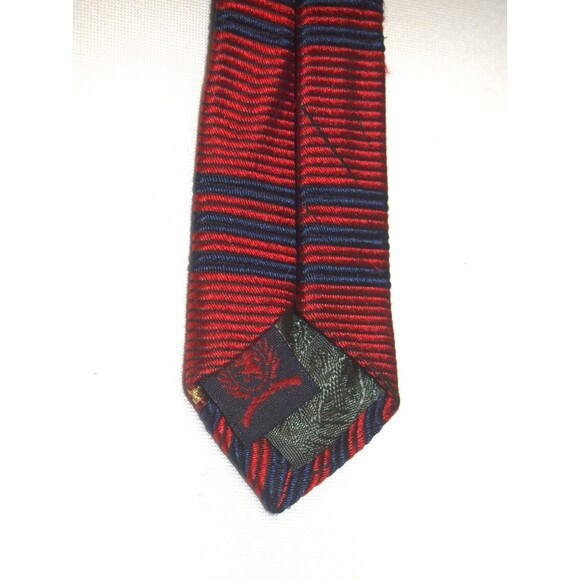 Tommy Hilfiger Men's Repp Stripe Tie Necktie Red Silk USA 4" Vintage Classic 60" - Picture 3 of 5